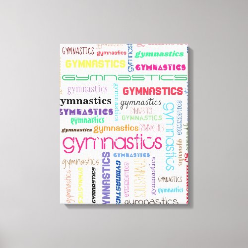 Gymnastics Typography Stretched Canvas Print