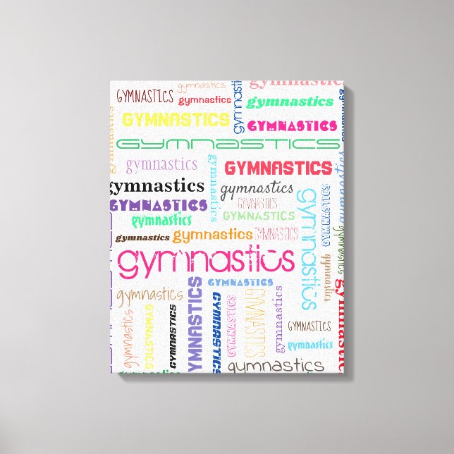 Gymnastics Typography Stretched Canvas Print (Front)