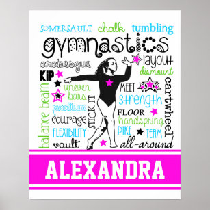 Gymnastics Typography with Monogram Poster