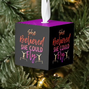 Gymnastics Uneven Bars - Believed She Could Fly Cube Ornament