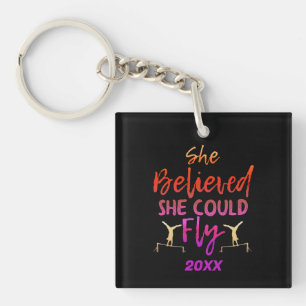 Gymnastics Uneven Bars - Believed She Could Fly Keychain