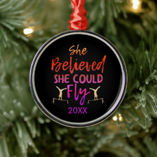 Gymnastics Uneven Bars - Believed She Could Fly Metal Ornament