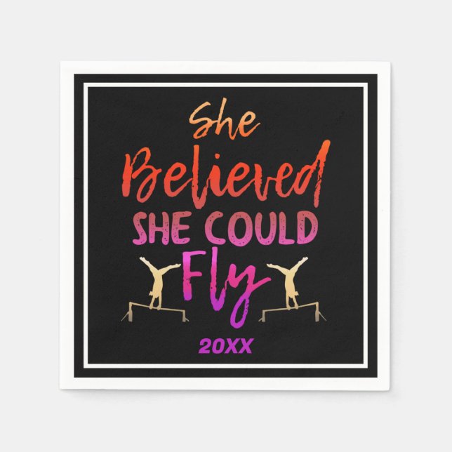 Gymnastics Uneven Bars - Believed She Could Fly Napkins (Front)