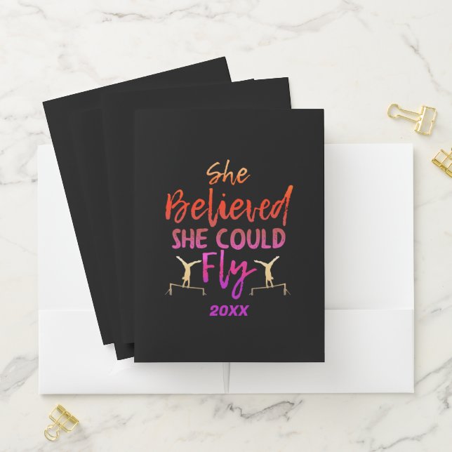 Gymnastics Uneven Bars - Believed She Could Fly Pocket Folder (In Situ)