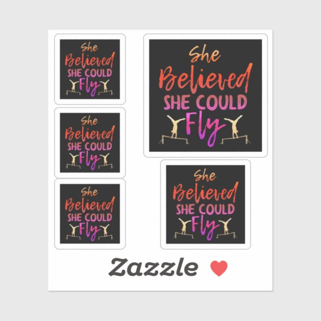 Gymnastics Uneven Bars - Believed She Could Fly Sticker (Sheet)