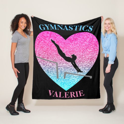 Gymnastics Uneven Bars Fleece Blanket w Name