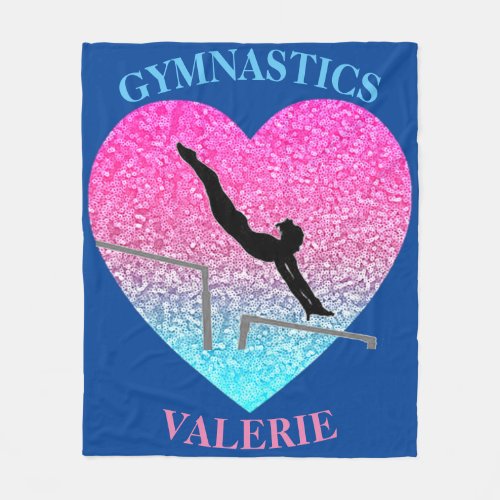 Gymnastics Uneven Bars Fleece Blanket w Name