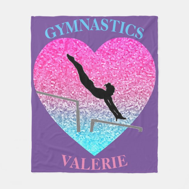 Gymnastics Uneven Bars Fleece Blanket w/ Name (Front)
