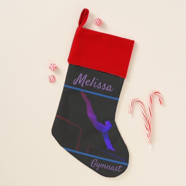 Gymnastics Uneven Bars Personalized Gymnast Christmas Stocking (Front)