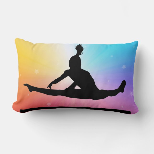 Gymnastics Uneven Bars Rainbow Stars Personalized Lumbar Pillow (Front)