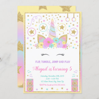 Gymnastics Unicorn Invitation, Unicorn Invitation