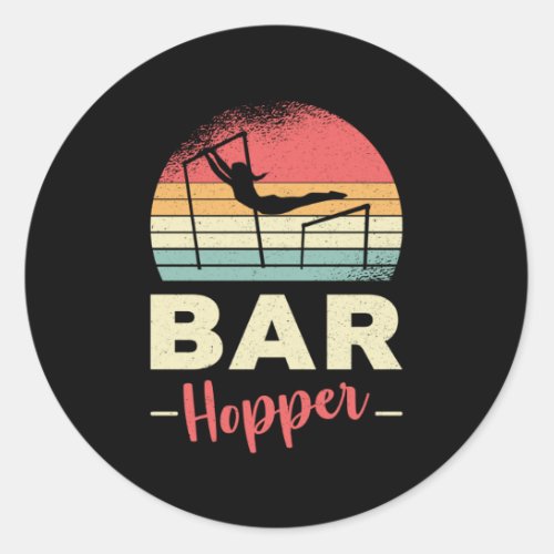 Gymnastics Unven Bar Hopper Acrobat Retro Gymnast Classic Round Sticker