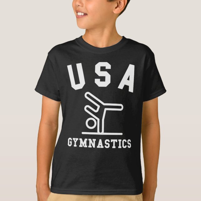 Gymnastics USA athlete passion Hobby Sport team T-Shirt (Front)