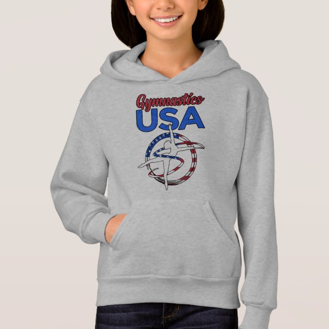 Gymnastics USA Flag Gymnast Gymnastic Sports Lover Hoodie (Front)