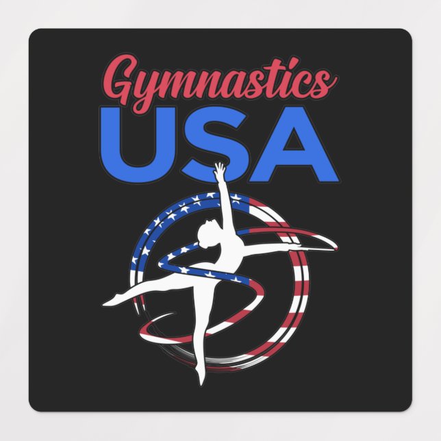 Gymnastics USA Flag Gymnast Gymnastic Sports Lover Labels (Design 1)