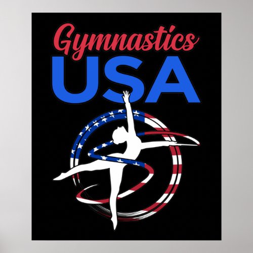 Gymnastics USA Flag Gymnast Gymnastic Sports Lover Poster