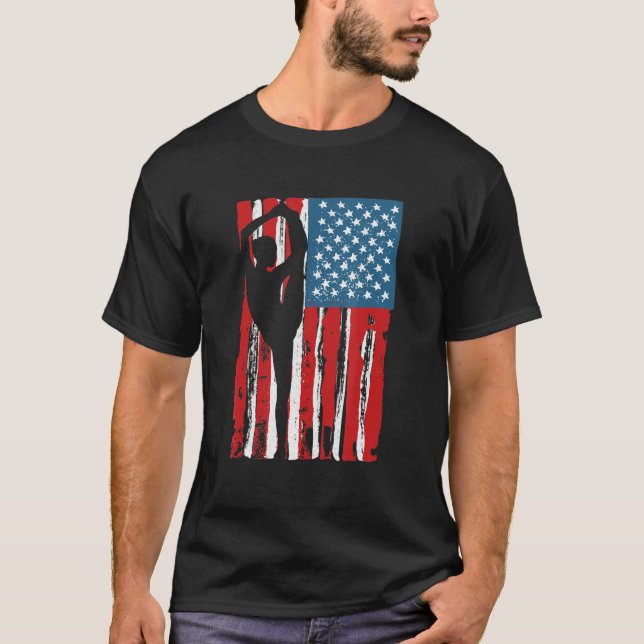 Gymnastics Usa Flag Gymnast Mom Dad Parent Us Gymn T-Shirt (Front)