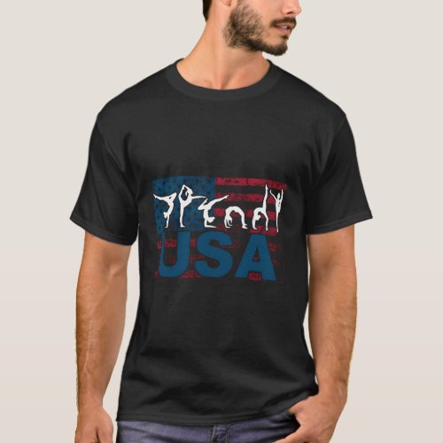 Gymnastics Usa Patriotism Sports Us American T_Shirt