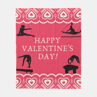 Gymnastics Valentine's Fleece Blanket