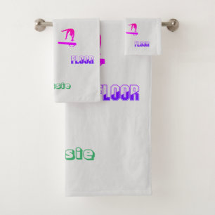 Gymnastics Vault, Bars, Beam, Floor 3 Piece Bath Towel Set