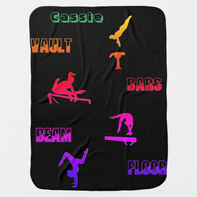 Gymnastics Vault, Bars, Beam, Floor Baby Blanket (Front)