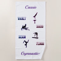 Gymnastics Vault, Bars, Beam, Floor Beach Towel