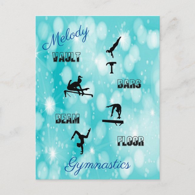 Gymnastics Vault, Bars, Beam, Floor Custom Postcard (Front)