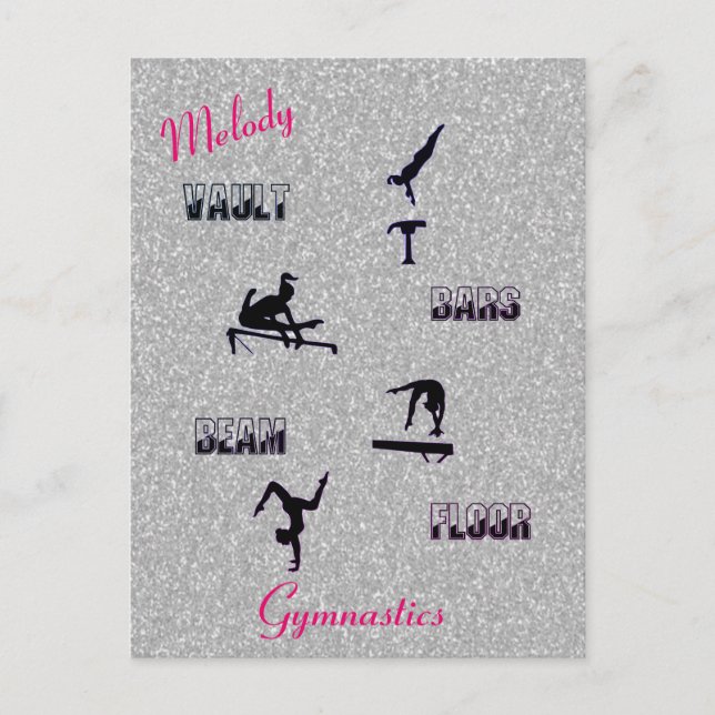 Gymnastics Vault, Bars, Beam, Floor Custom Postcard (Front)