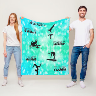 Gymnastics Vault, Bars, Beam, Floor Fleece Blanket