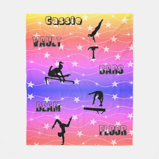 Gymnastics Vault, Bars, Beam, Floor Fleece Blanket Zazzle