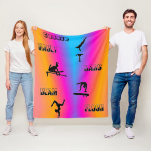 Gymnastics Vault, Bars, Beam, Floor Fleece Blanket
