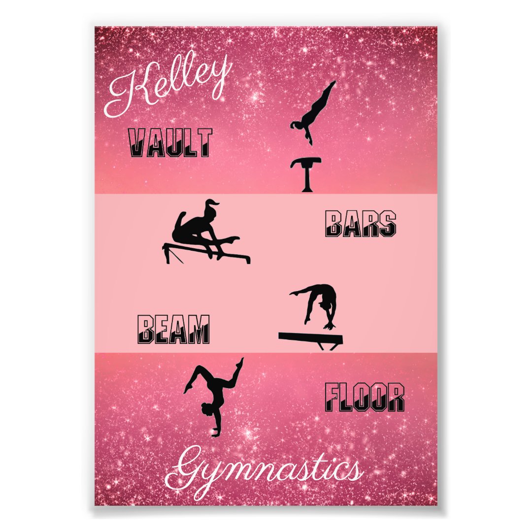 Gymnastics Vault, Bars, Beam, Floor Sparkle Photo Print Zazzle