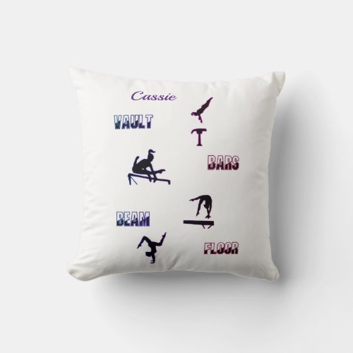 Gymnastics Vault Bars Beam Floor Throw Pillow