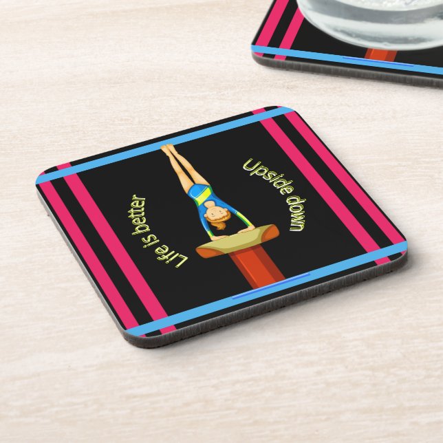 Gymnastics Vault Life Is Better Upside Down    Beverage Coaster (Left Side)
