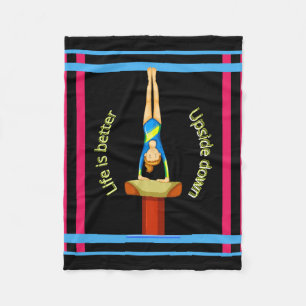 Gymnastics Vault Life Is Better Upside Down Fleece Blanket