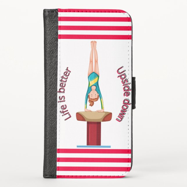 Gymnastics Vault Life Is Better Upside Down        iPhone Wallet Case (Front)