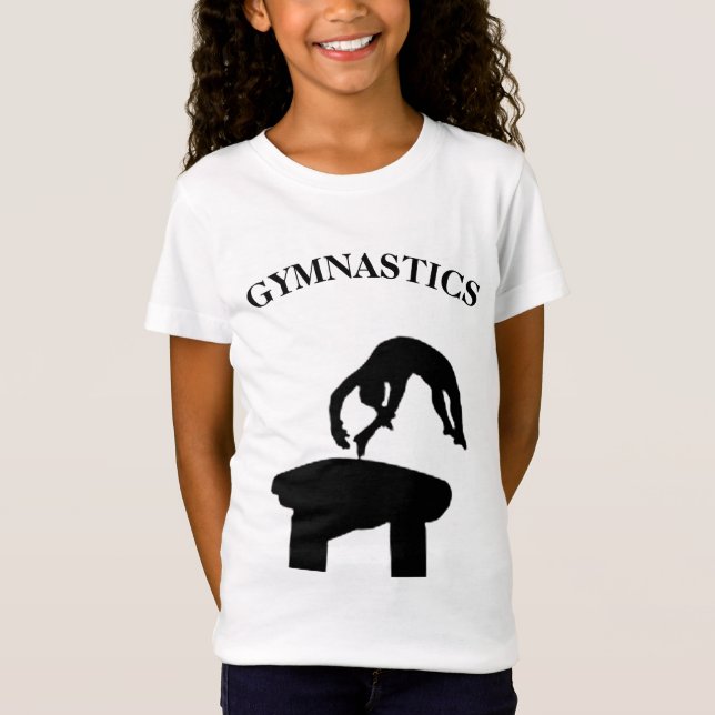 Gymnastics Vault w/ Name Girls T-Shirt (Front)