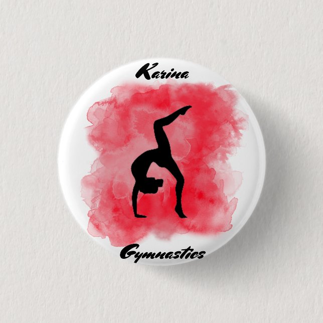 Gymnastics Watercolor Splash Personalized   Button (Front)