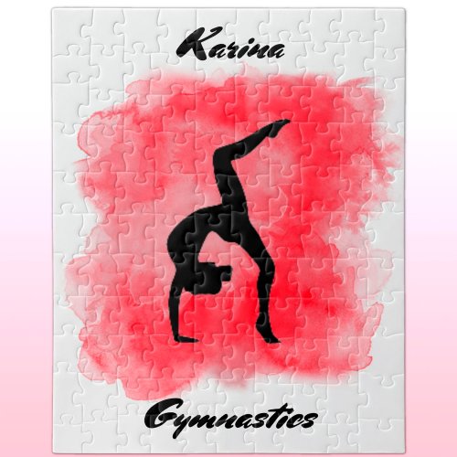 Gymnastics Watercolor Splash Personalized   Jigsaw Puzzle