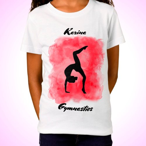 Gymnastics Watercolor Splash Personalized  T_Shirt