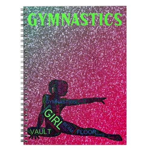 Gymnastics Watermelon Sparkle Neon Word Art Notebook