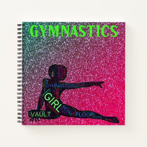 Gymnastics Watermelon Sparkle Neon Word Art Notebook