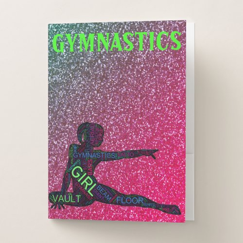 Gymnastics Watermelon Sparkle Neon Word Art Pocket Folder