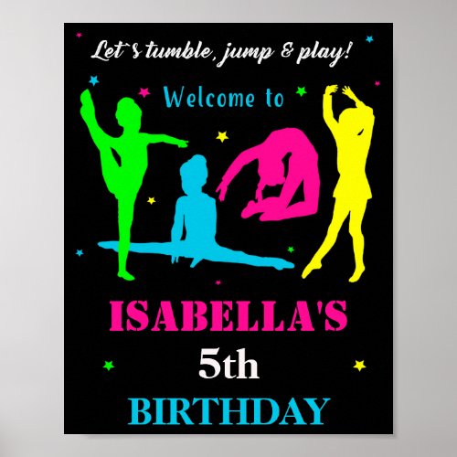 Gymnastics welcome party sign Flip Jump poster