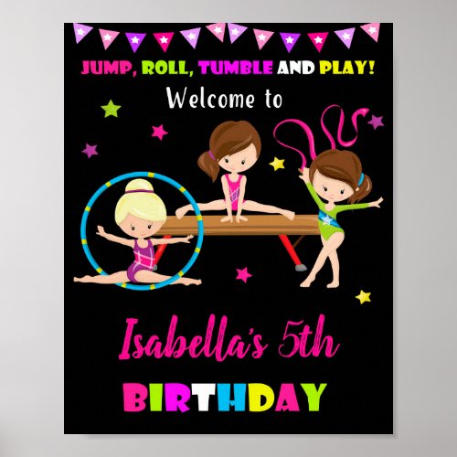 Gymnastics welcome party sign Flip Jump poster