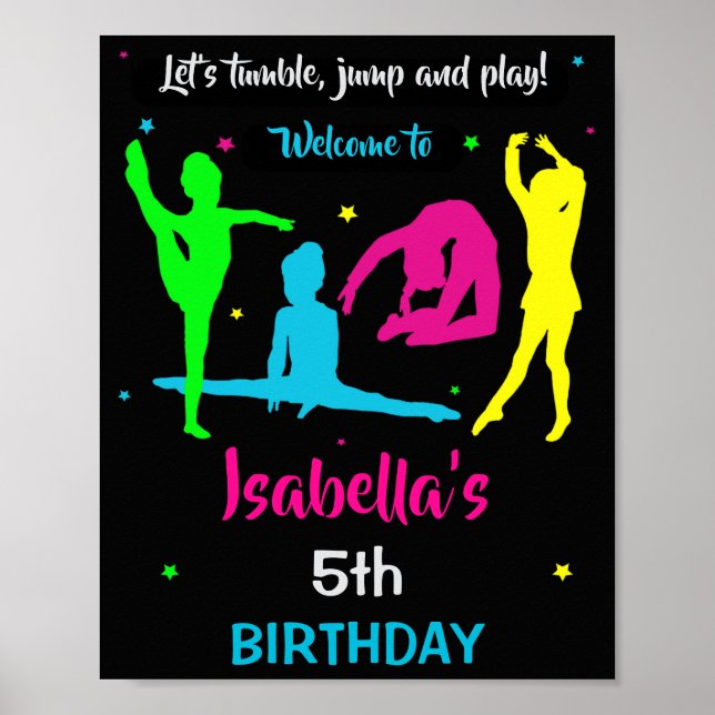 Gymnastics welcome party sign Tumbling Party Decor (Front)
