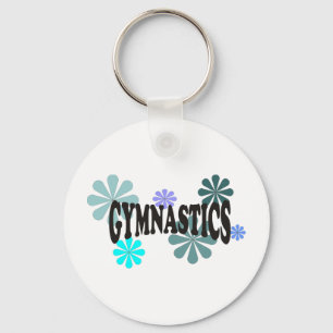 Gymnastics with Blue Flowers Keychain