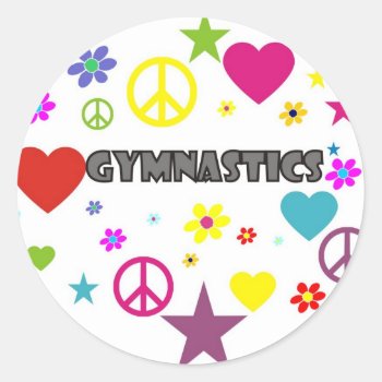 Gymnastics With Mixed Graphics Classic Round Sticker by PolkaDotTees at Zazzle
