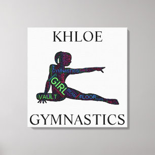 Gymnastics Word Art Custom Stretched Canvas Print