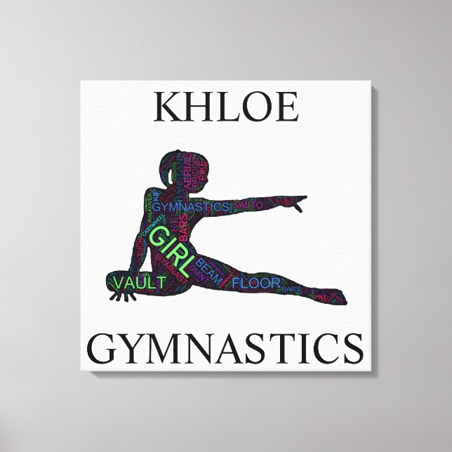 Gymnastics Word Art Custom Stretched Canvas Print (Front)